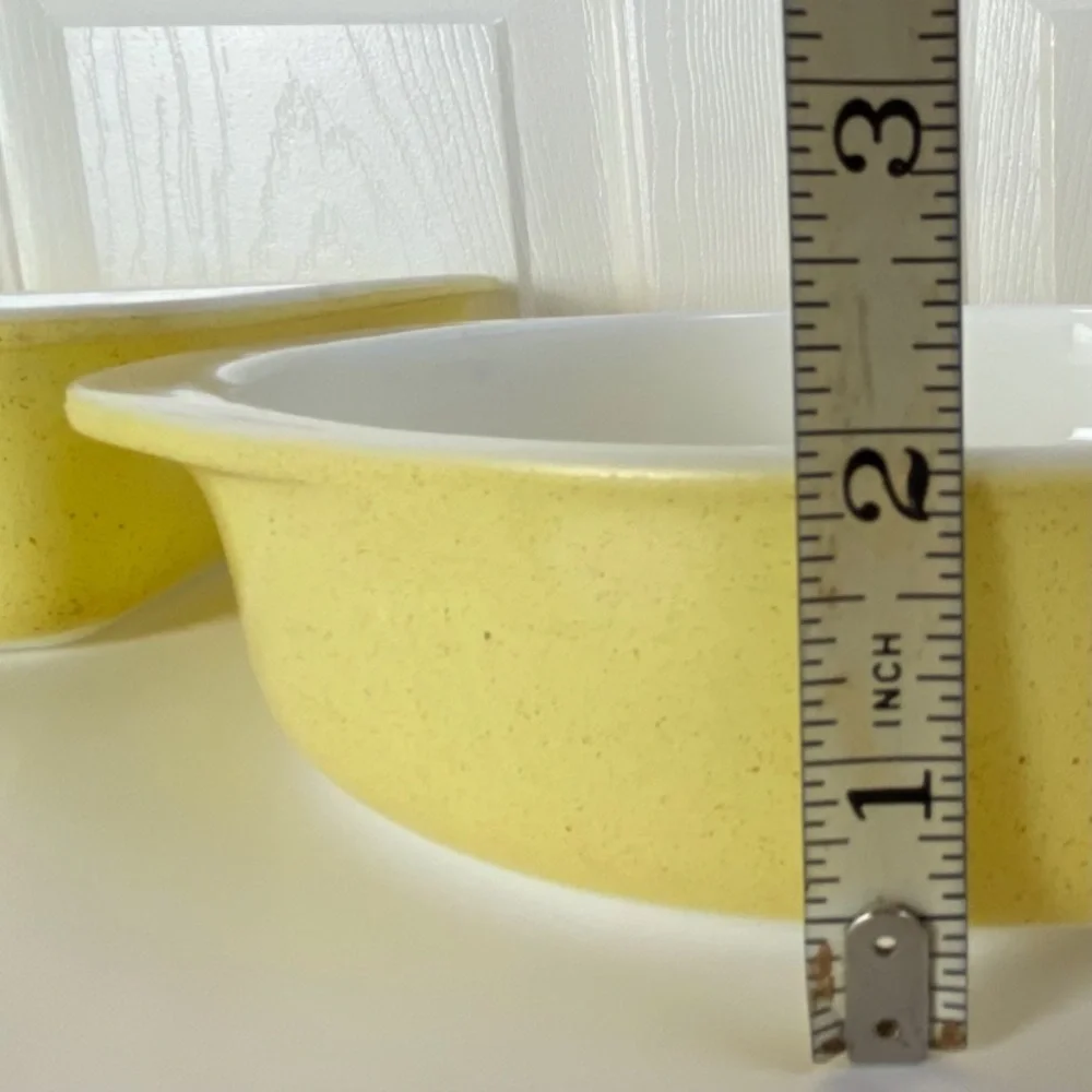 2 Rare Vintage Pyrex 1955-56 Yellow Speckled Desert Dawn Series Baking Dishes - Picture 4 of 16